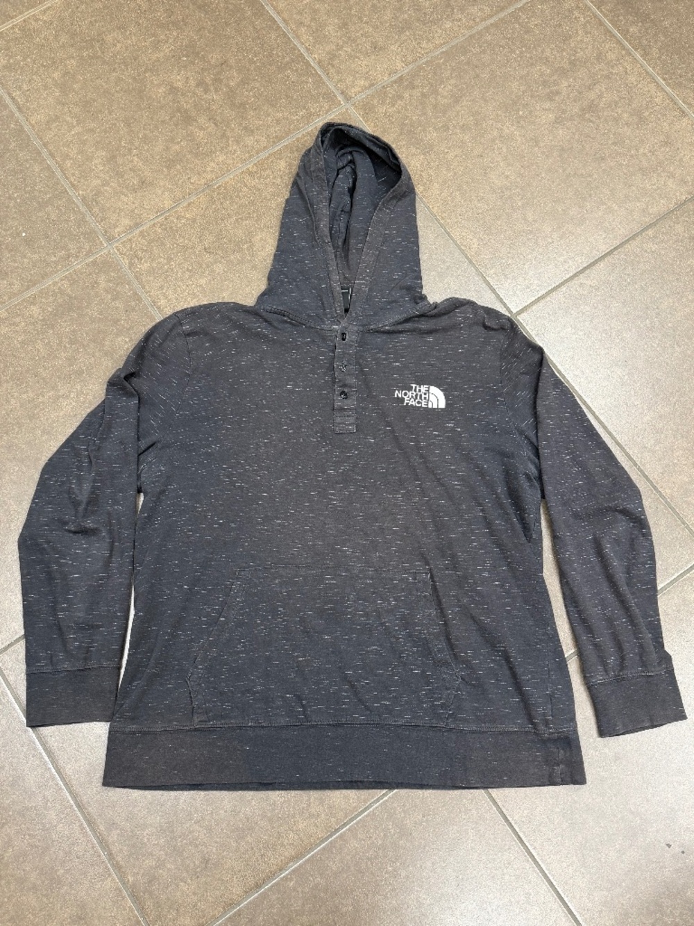 The North Face Mens Henley Hoodie Grey Space Dye Pullover XL F19-12011